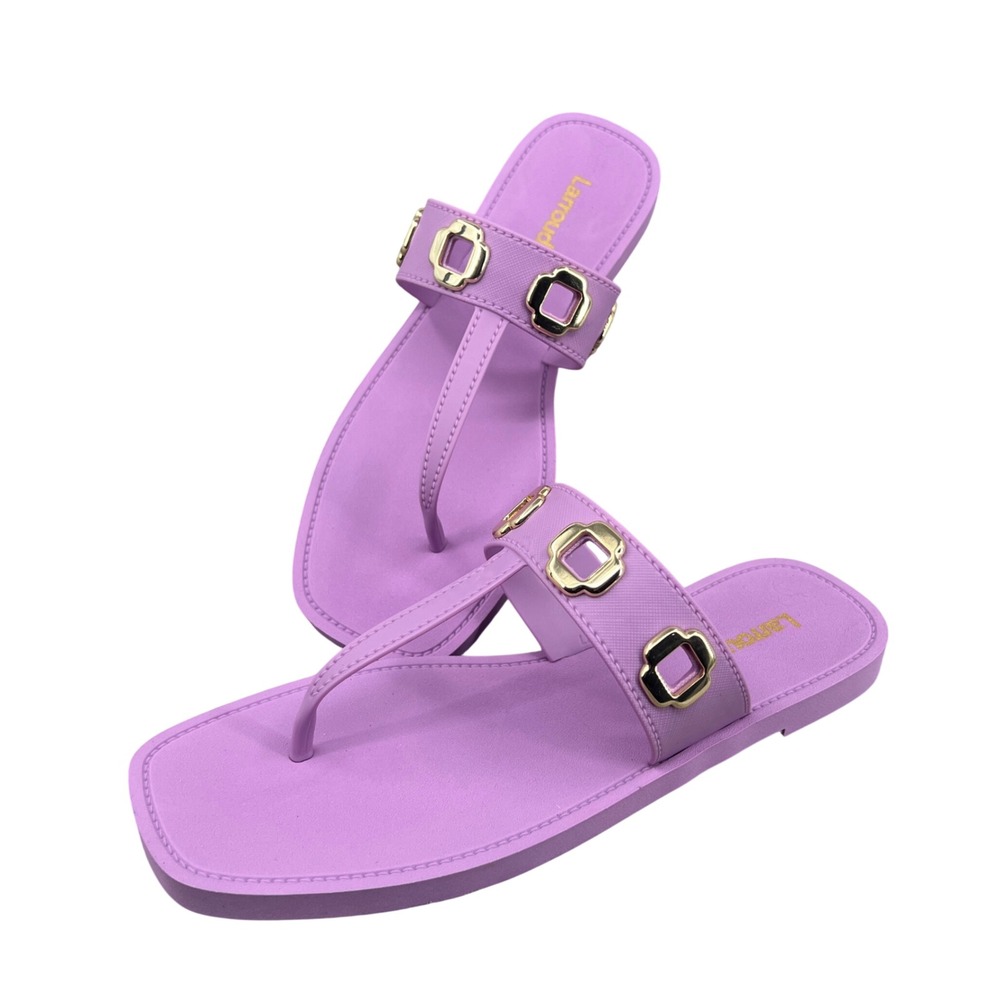 Larroudé Milan Jelly‎ Sandals Lilac Gold Hardware Women's 10/11 NWT Chic Summer